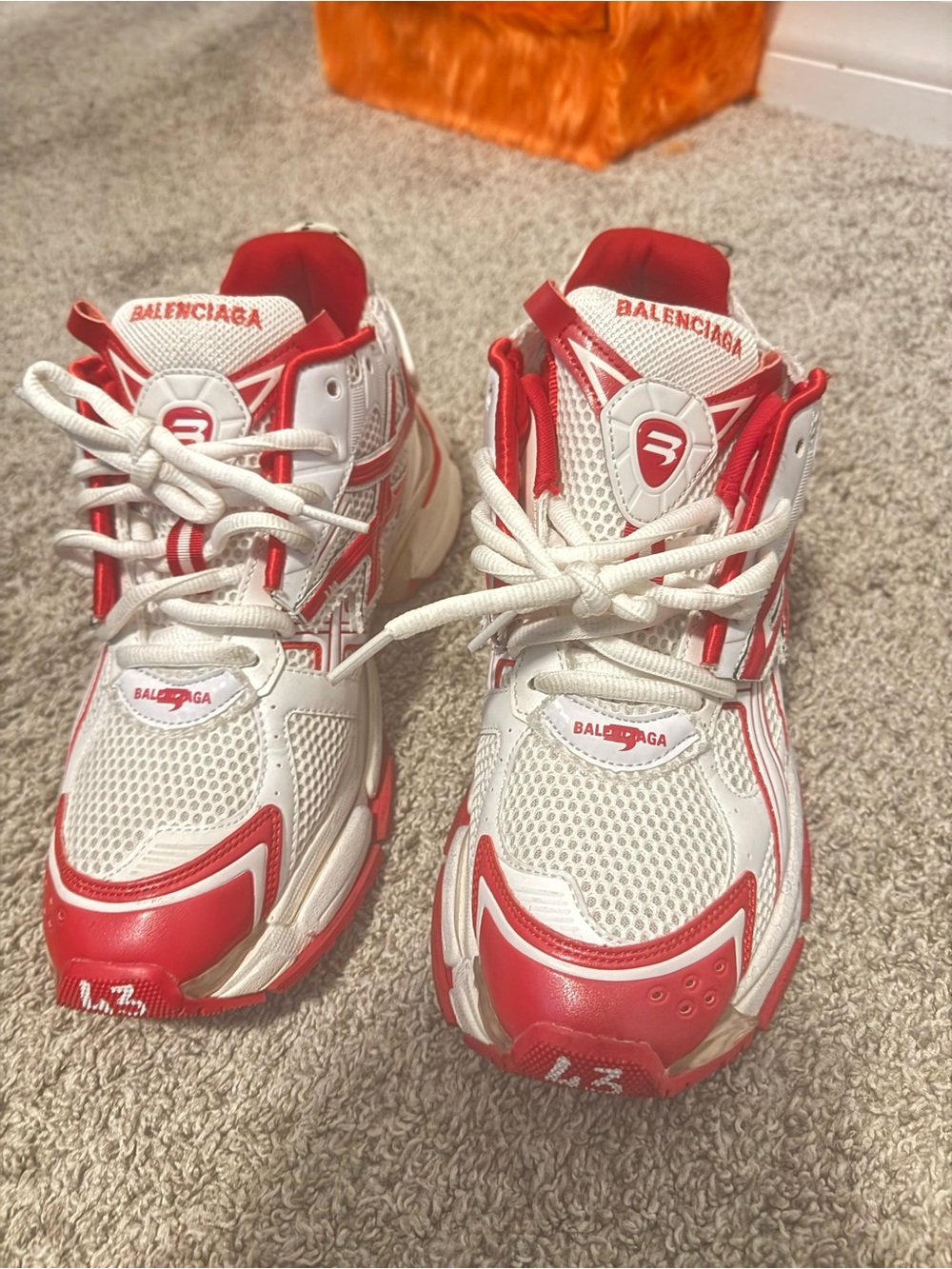 Balenciaga White and Red Runners